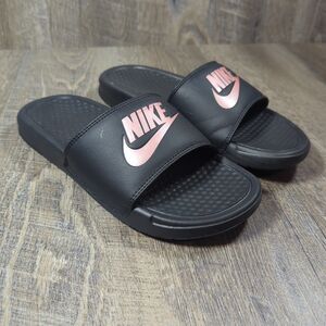 Nike Benassi JDI Women’s Slides Sliders US 7 EU 38 Black Rose Gold Comfort